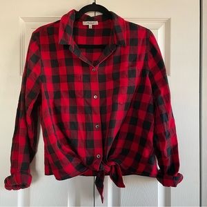 Madewell- Flannel Tie Front Shirt in Buffalo Check